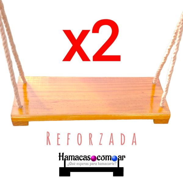 Producto - Hamaca de madera con 4 sogas de yute lista para colgar Combo X2 ENVÍO GRATIS