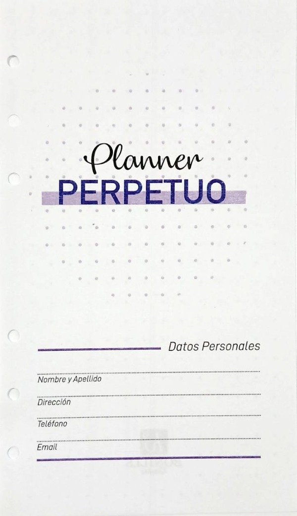 Producto - REPUESTO AGENDA PLANNER SEMANAL 3 AGUJEROS A6