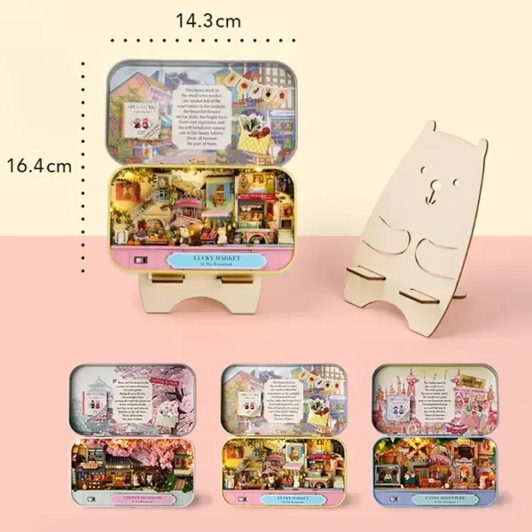 Producto - Cajita de ensueño DIY.  Miniatura para armar con muebles y luz LED - 6