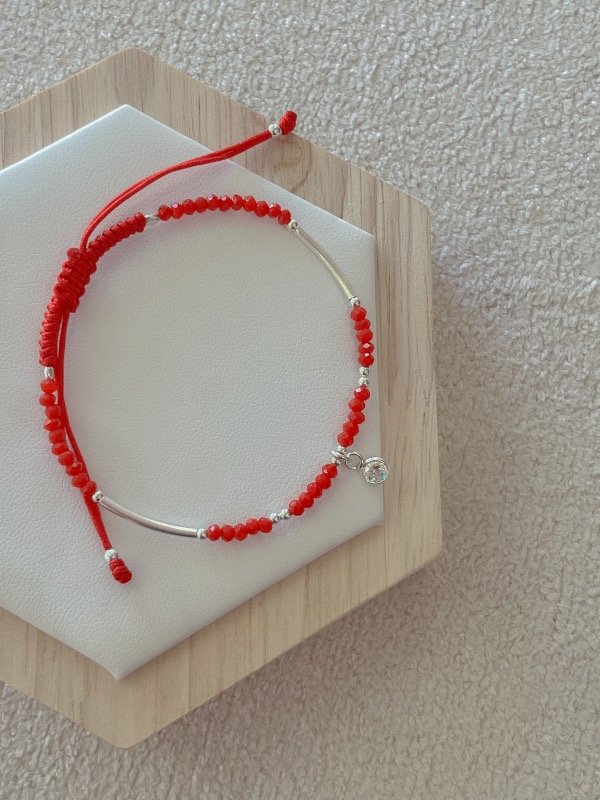 Producto - Pulsera de hilo con cristales y dije círculo cubic