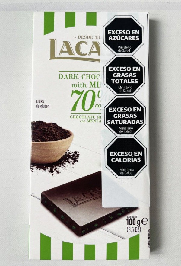 Producto - TABLETA Chocolate Negro al 70 con MENTA SIN TACC x 100g LACASA
