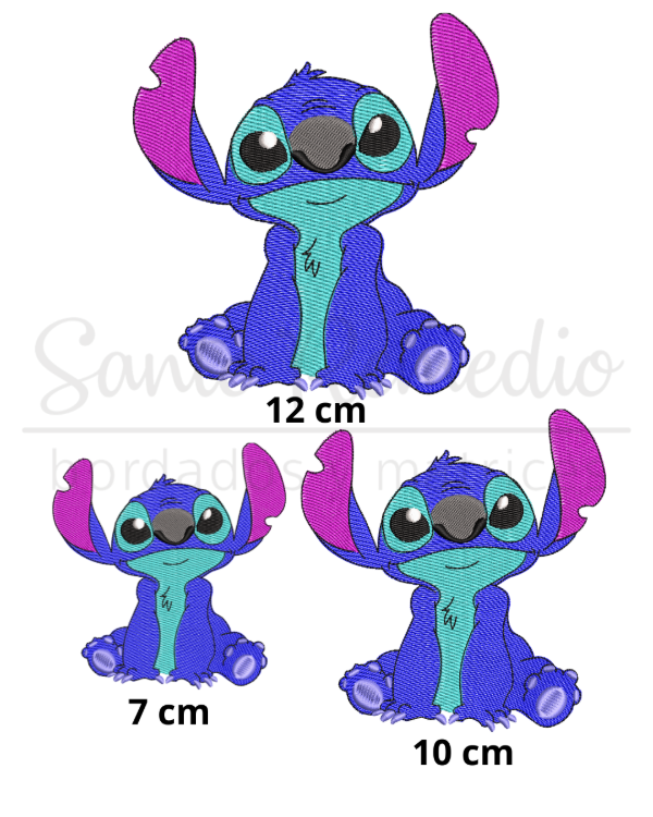 Producto - Stitch sentado x3 medidas 7,10 y 12 cm puntada rapida