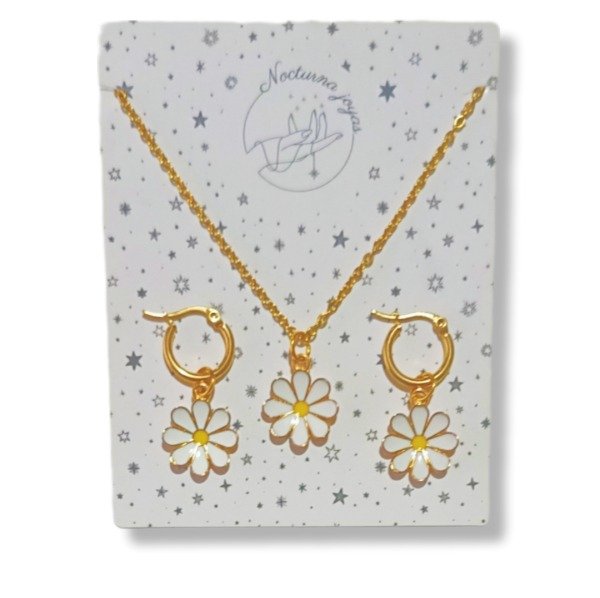 Producto - Conjunto aros y collar margarita
