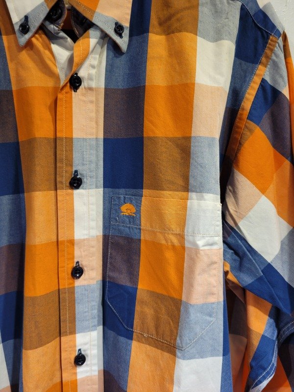 Producto - Camisa LA ARGENTINA cuadrille azul y naranja- Talle L- PRECIO: 27X - 1