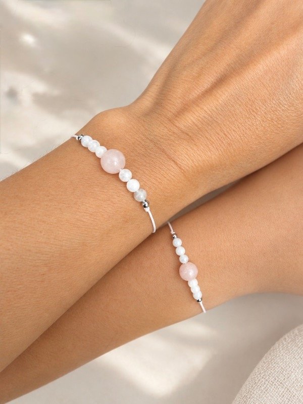 Producto - Set "JUNTAS" - Piedra de la luna y Cuarzo Rosa - 0