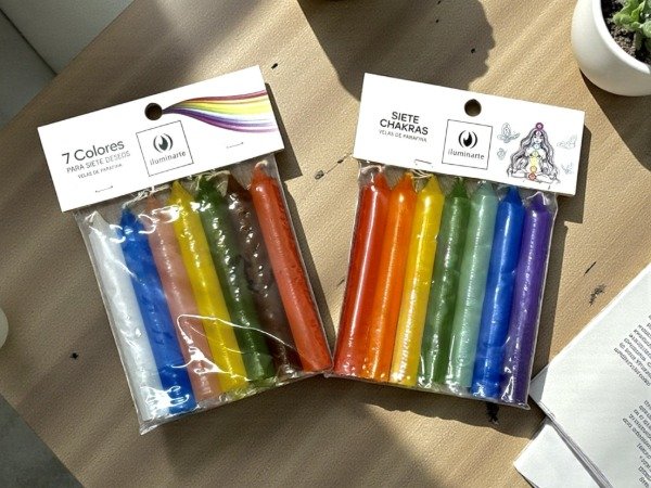 Producto - VELAS Paquete 7 colores x 7 unidades
