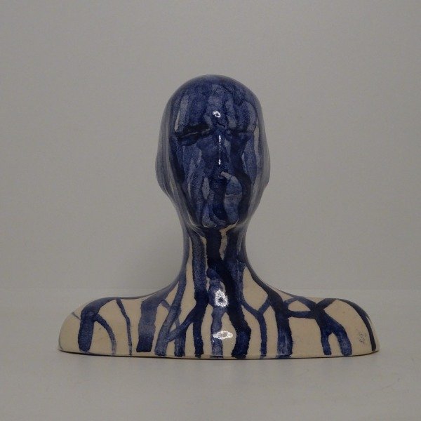 Producto - Hombre - Busto cerámico ramas azules.