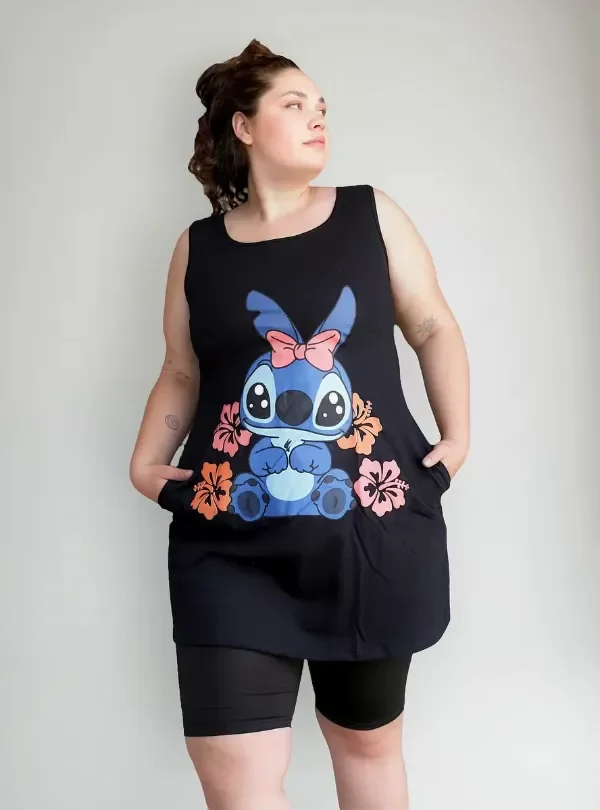 Producto - Vestido Stitch Flores Negro T4