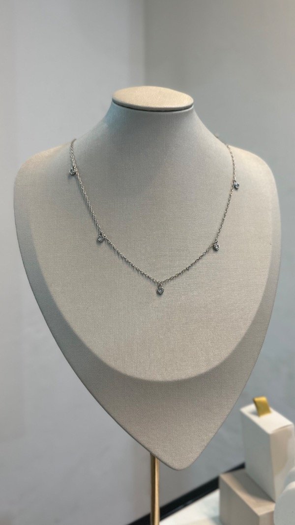 Producto - Collar corazoncitos 45cm laminado en rodio