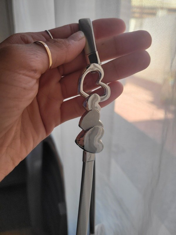 Producto - Cinto elastizado 4 corazones metal plateado