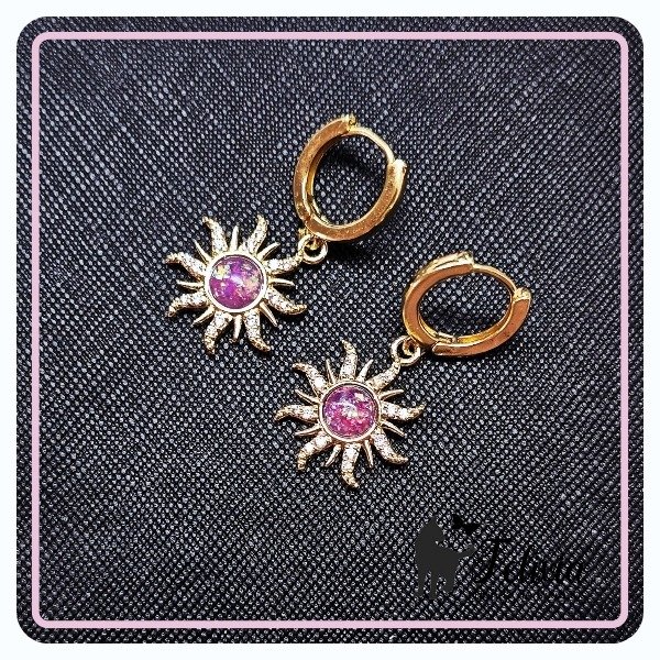 Producto - Par de aros Sol Violeta