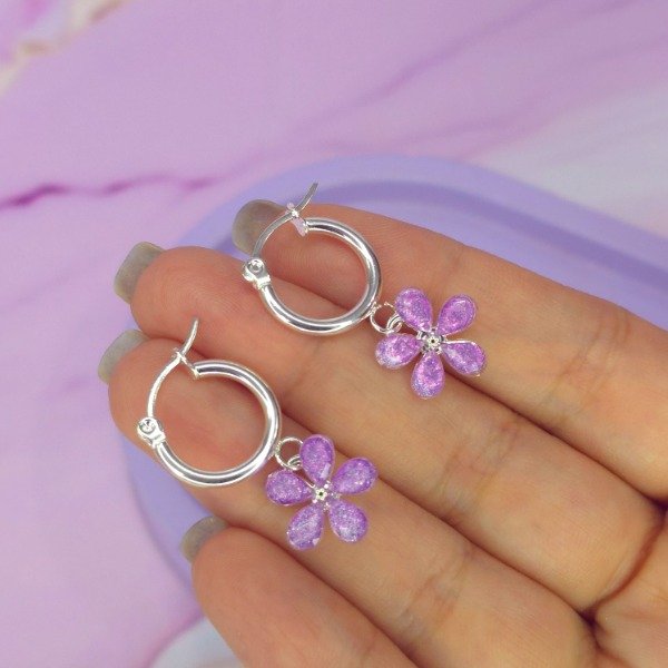 Producto - Aros flor cristal lila AB