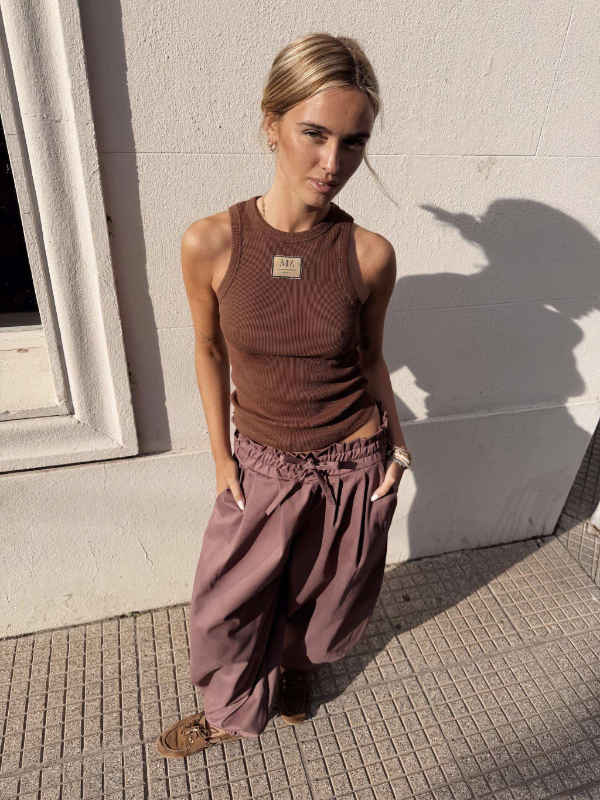 Producto - FOLD WAIST PANTS BROWN - 5