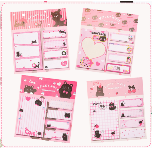 Producto - Set de notas adhesivas distintos diseños y tamaños gatito