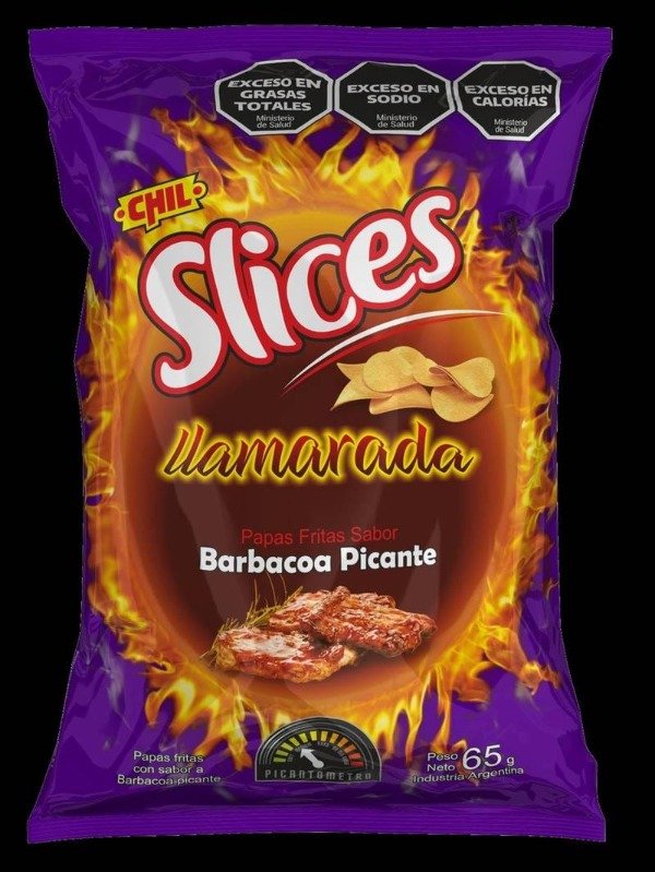 Producto - SLICES PAPAS FRITAS LLAMARADA SABOR BARBACOA PICANTE 65 GRS