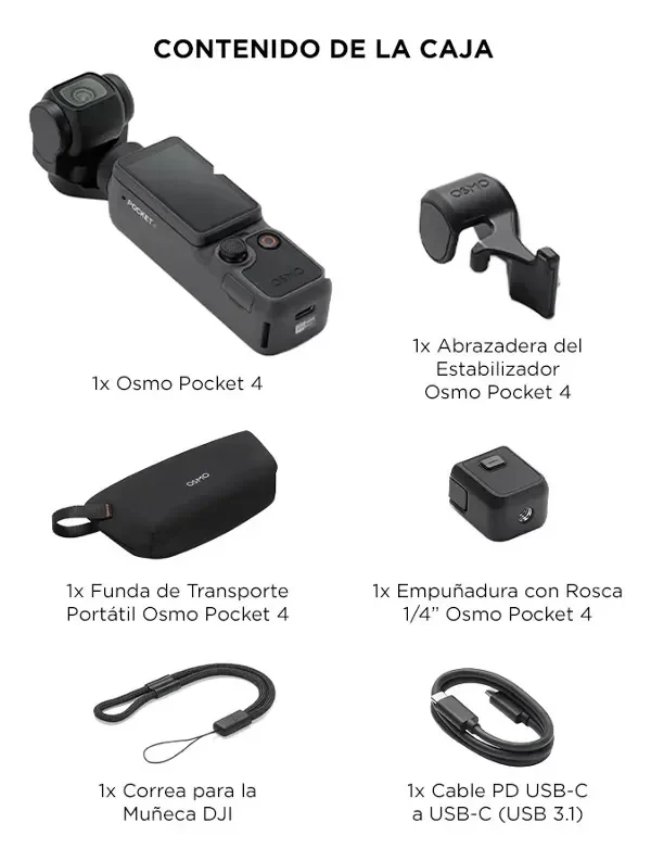 Producto - Cámara Osmo Pocket 4 DJI Combo Estándar, Cámara para Videovlogs de Bolsillo - 7