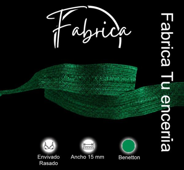 Producto - Envivado o Elástico Partido Verde Benetton 15mm nylon (1 metro)