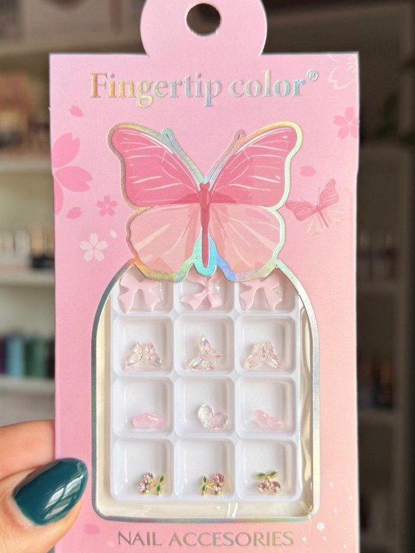 Producto - Aplique cerezas en color rosa, frutillas y moños