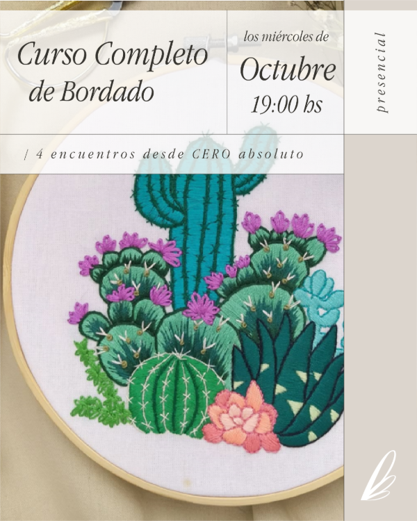 Producto - Curso de Bordado OCTUBRE - Nivel Inicial