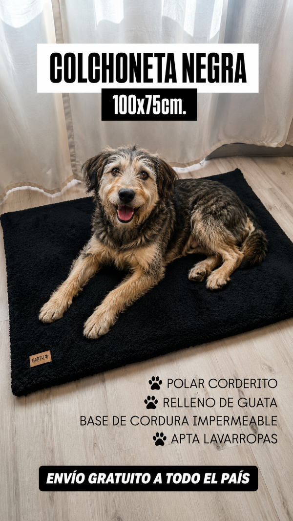 Producto - COLCHONETA POLAR CORDERITO NEGRA