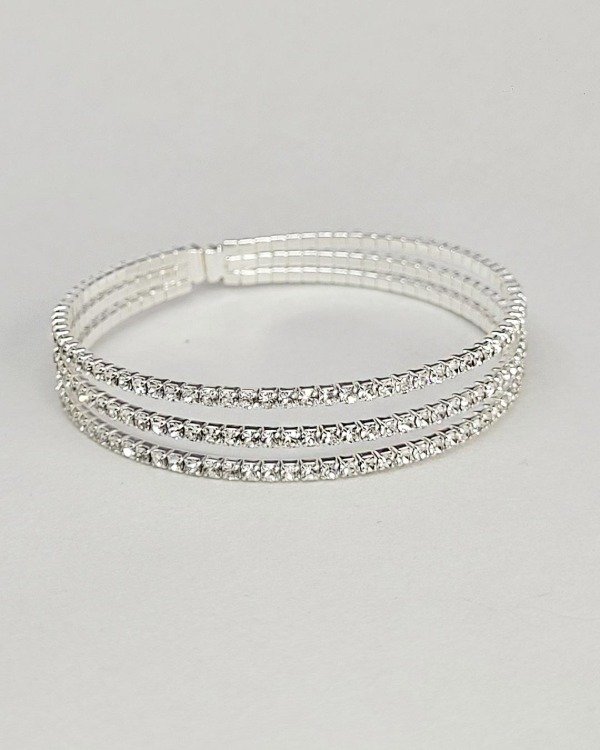 Producto - Pulsera Bijou - Triple vuelta de strass - Flexible y Ajustable - P 746 - 2