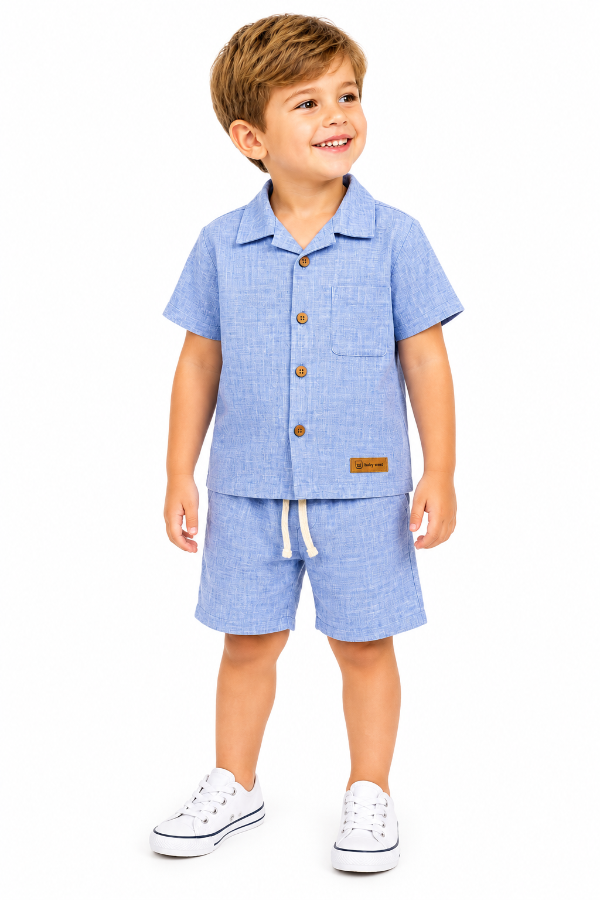 Producto - CONJUNTOS LINO BEBÉ CAMISA Y SHORT LISOS - 0