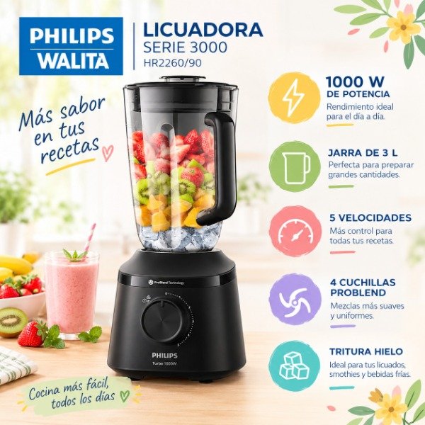 Producto - LICUADORA PHILIPS WALITA HR2260/90 -1000 W de potencia