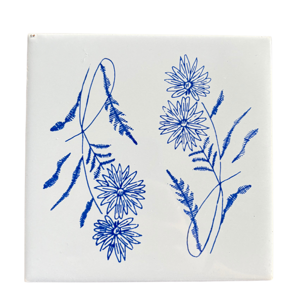 Producto - Azulejo deco San Lorenzo - Flor azul