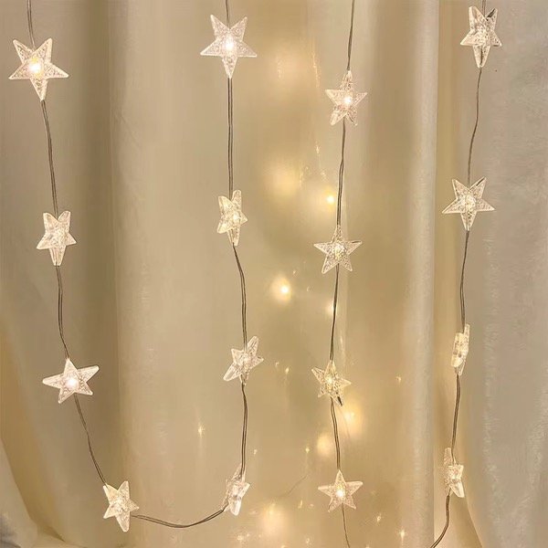 Producto - Guirnalda estrella luces cálida a pilas 20 led 2mts