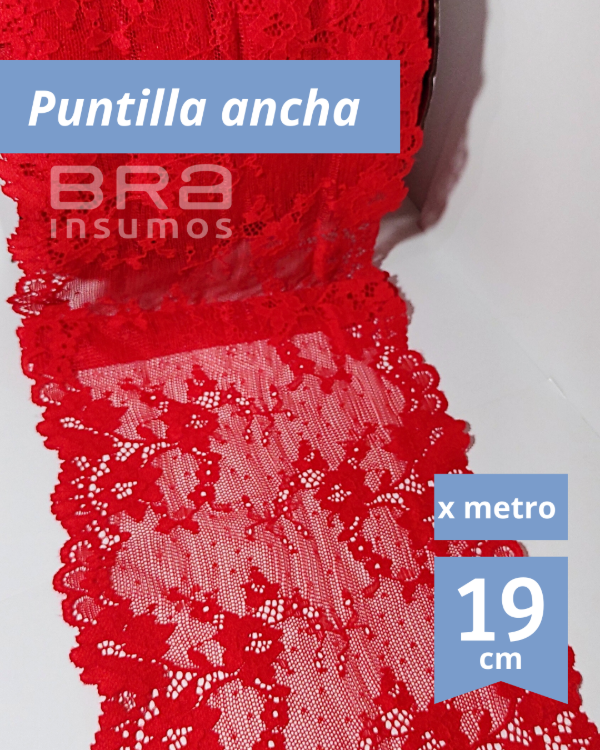 Producto - [P26] Puntilla Elastizada 19 cm - Rojo (x Metro) - 1