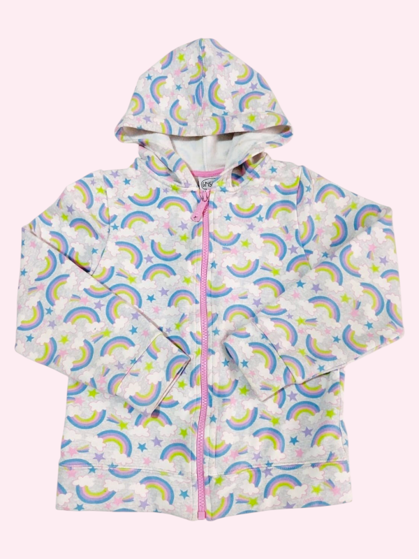 Producto - Camperita de algodón gris con arco iris Grisino 7/8 años