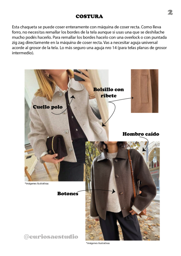 Producto - Chaqueta - Molde digital + Guía de costura - PDF descargables - 1