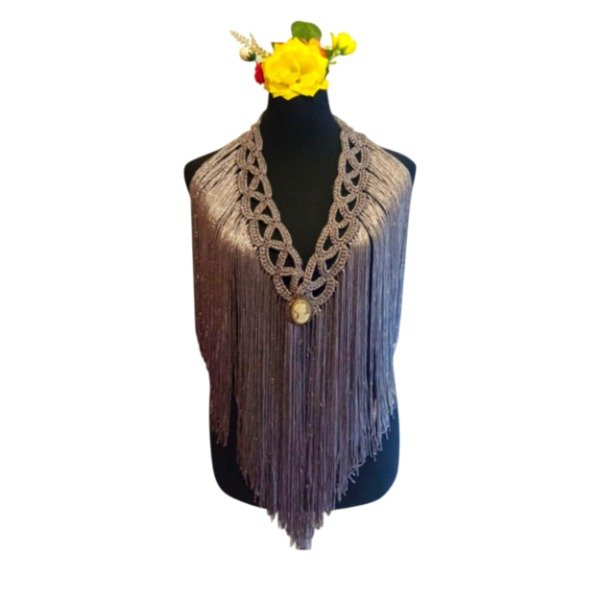 Producto - Tira De Flecos De Seda Para Escote Zig Zag Color Gris PRE VENTA