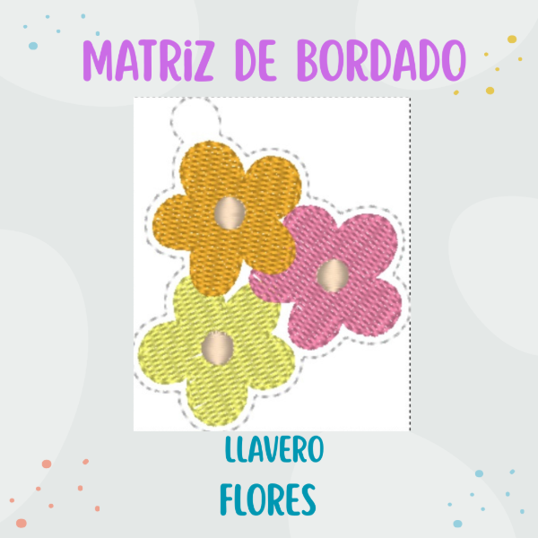 Producto - Matriz de Bordado - Llavero ITH - Estilo Charm - Modelo "FLORES"