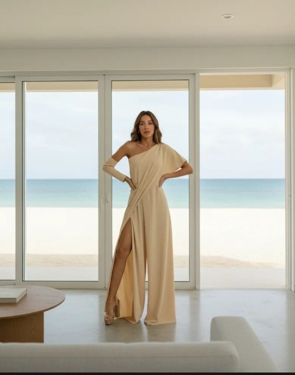 Producto - Mono Vestido Largo colores tajos guante - 5