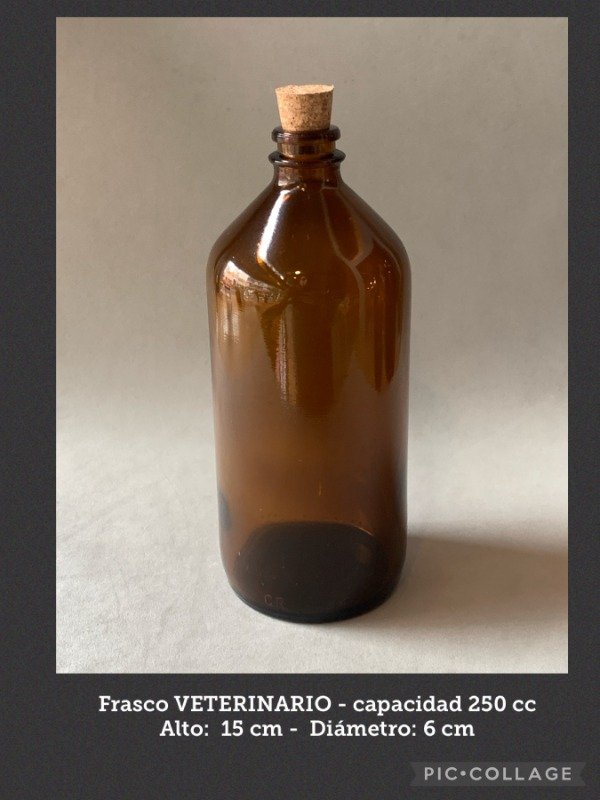 Producto - Frasco vidrio Vial Veterinario ambar 250cc