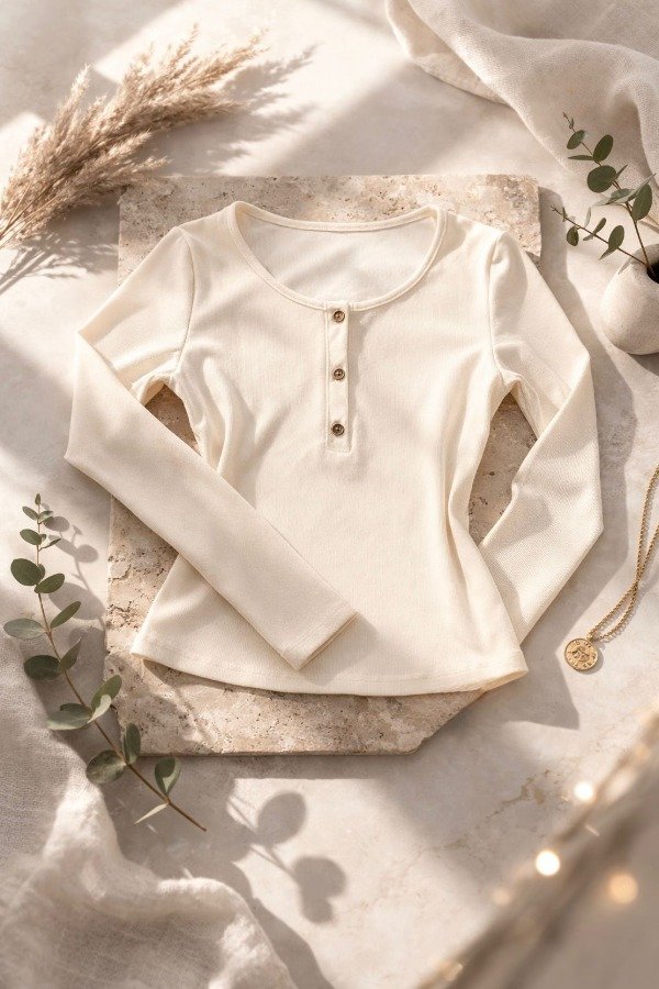 Producto - CAMISETA MANGA LARGA BOTON "RIB BRUSHED" (Art.191)