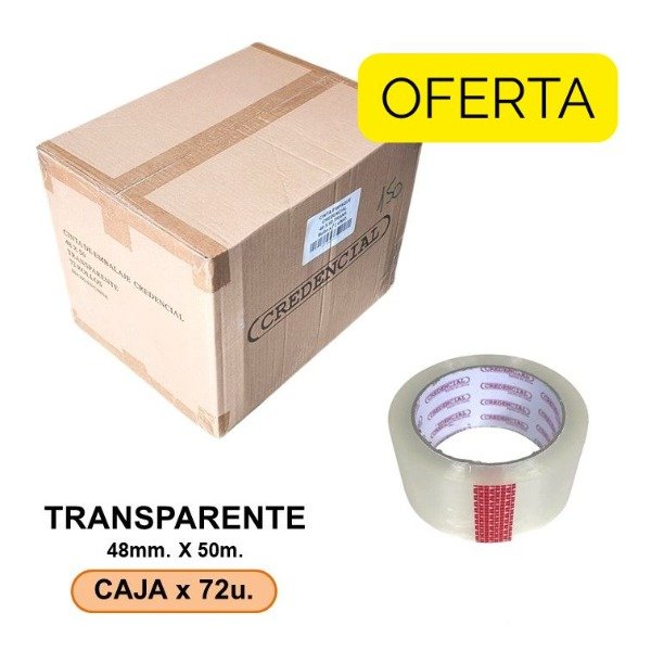 Producto - CINTA/ADH. PACK TRANS. CREDENCIAL 48x50m. OFERTA Caja 72 u.
