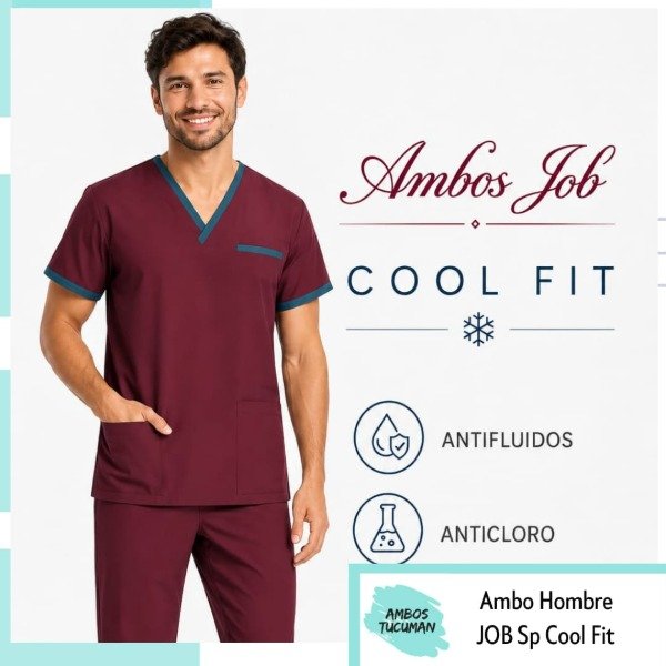 Producto - Ambo Job Bordo Detalle Petróleo (Cool Fit)