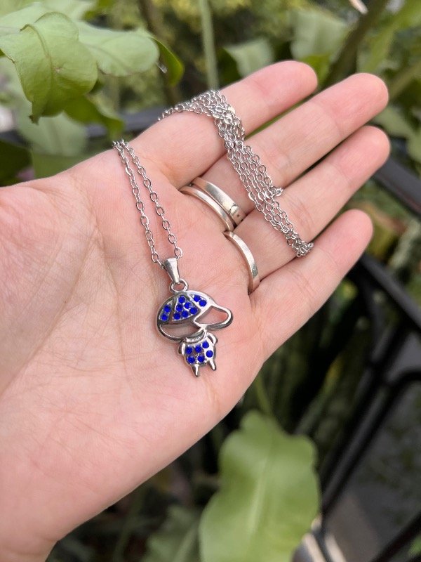 Producto - Collar de acero nene con Stras azul