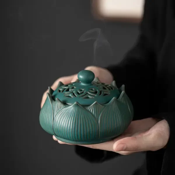 Producto - Quemador de Incienso Flor de Loto Cerámica Artesanal