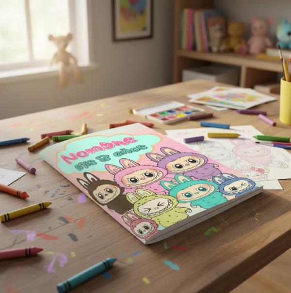Producto - Libro Imprimible Colorear Pintar Labubu Editable