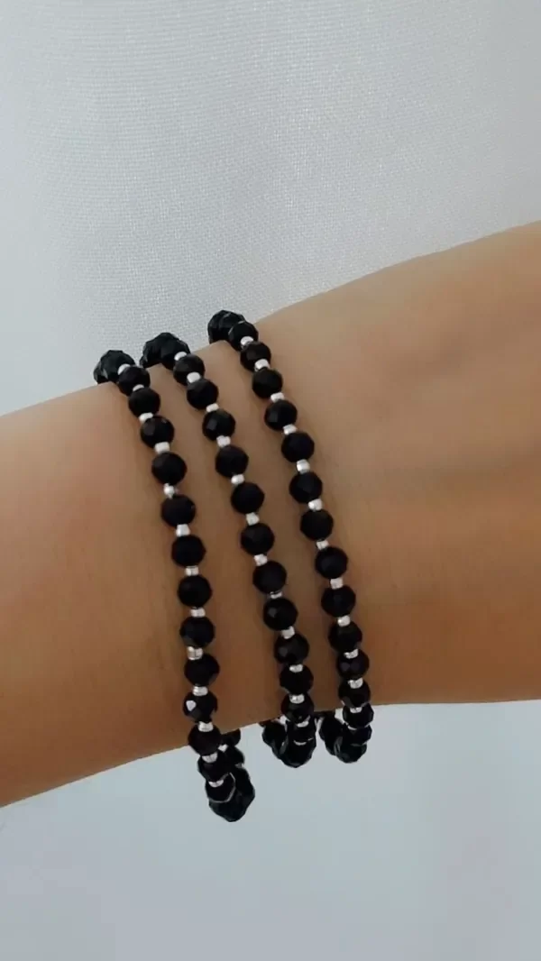 Producto - Pulsera cristal negro y bolitas