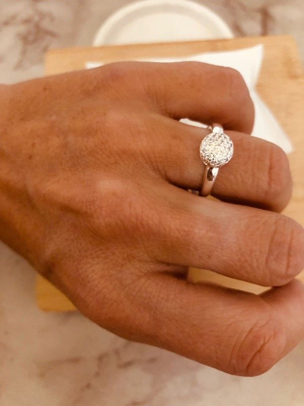 Producto - Anillo Cintillo micropave Acero Blanco