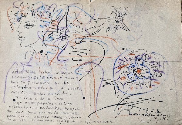 Producto - Benítez, Juan Carlos - Dibujo con dedicatoria amorosa
