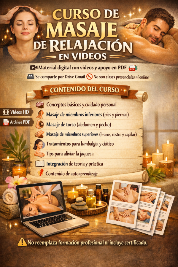 Producto - CURSO DE MASAJE DE RELAJACIÓN EN VIDEOS