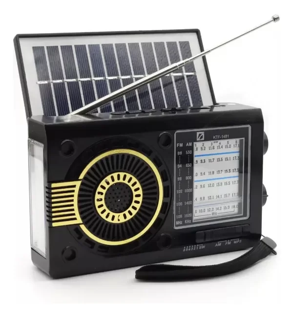 Producto - Radio Retro Bluetooth Con Recarga Solar Y Linterna Am - Fm Color Negro