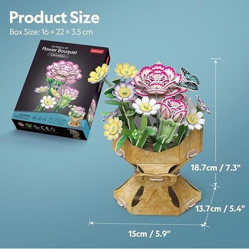 Producto - ROMPECABEZAS FLORES 3D - CLAVEL (134 PIEZAS) - 4