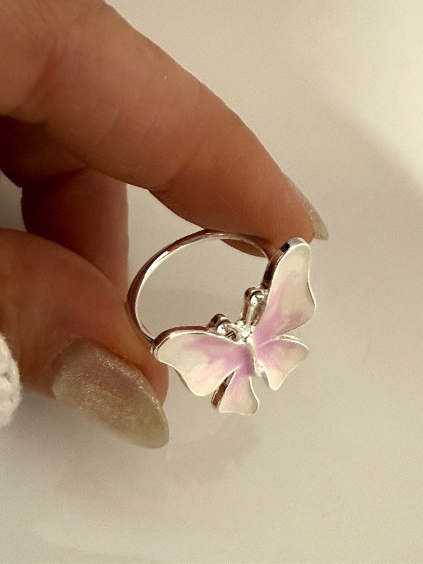 Producto - NB808 Anillo mariposa lila acero blanco