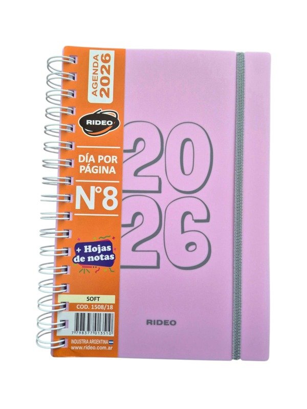 Producto - Agenda 2026 Rideo N8 Soft 16x22 Anillada Diaria
